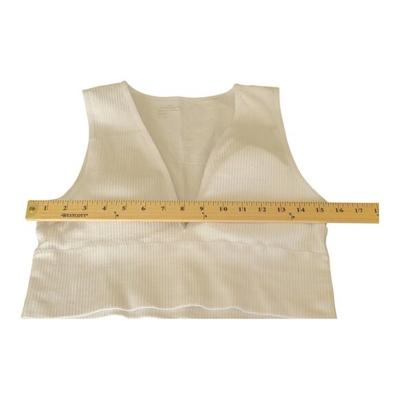 Women's Stretch White Tank Seamless Ribbed Crop Top Deep V-Neck Chest Size 30" - Picture 9 of 10